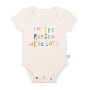 Finn + Emma  Organic Graphic Bodysuit | Reason we are Late Cream 3-6M
